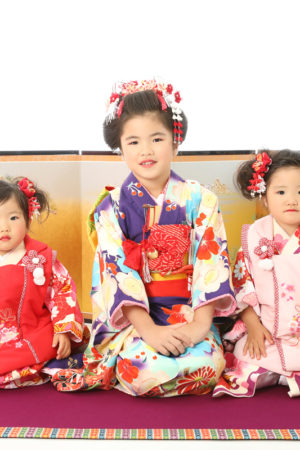 本八幡　市川市　七五三　前撮り　姉妹　7歳　日本髪　3歳　双子