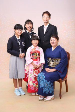 東京都　江戸川区　七五三　7歳前撮り　着物　ご家族写真